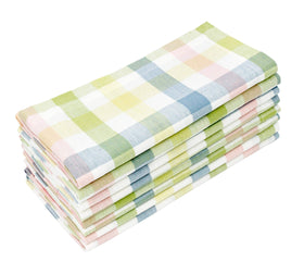 Cotton Craft gingham buffalo plaid napkins in yellow pastel for spring dining