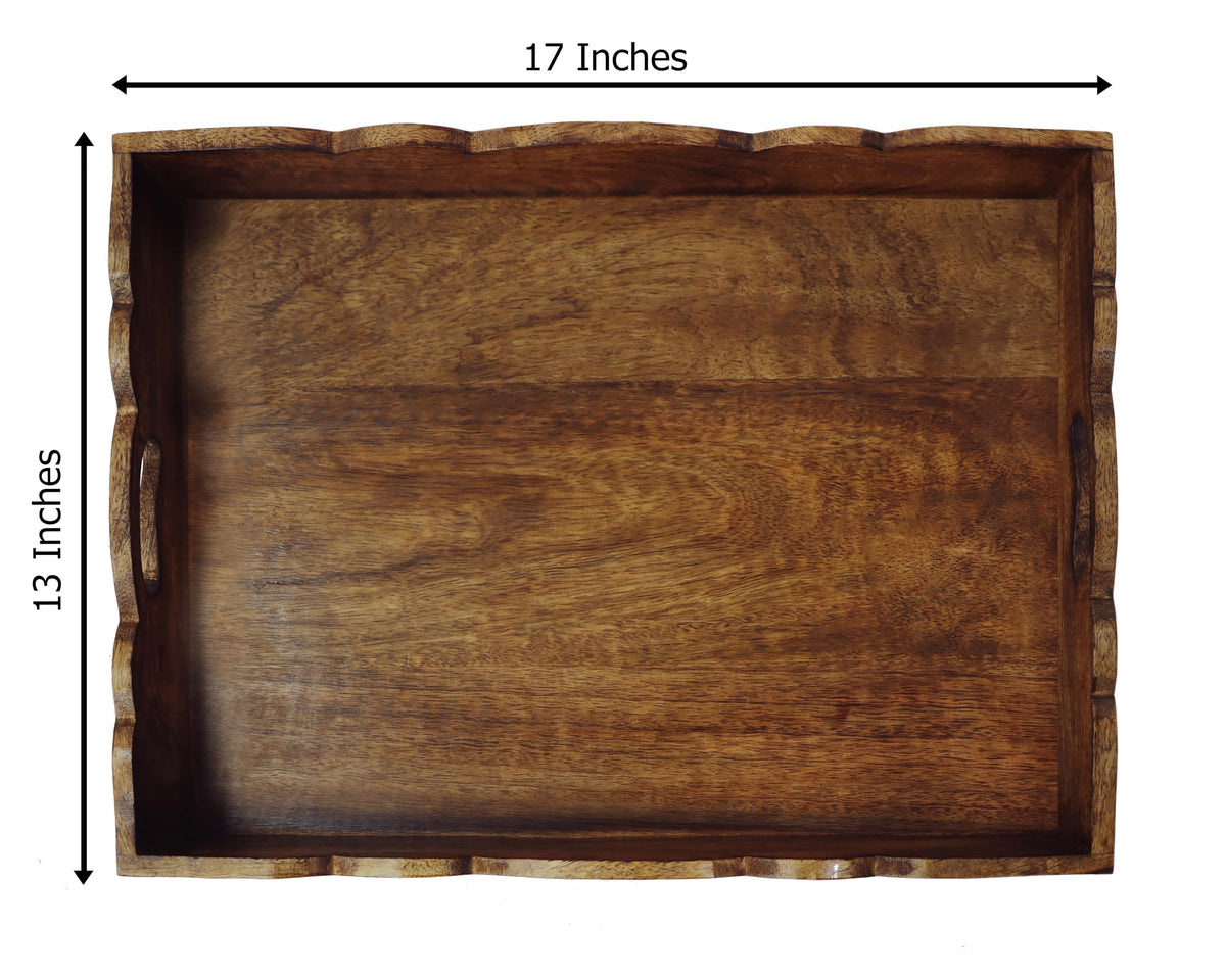 Cotton Craft mango wood tray with handles for kitchen and living spaces