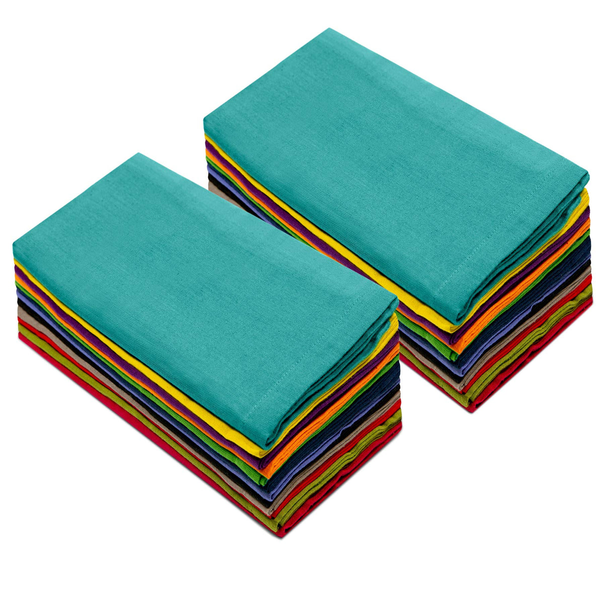 Cotton Craft multicolor napkins 24-pack spread on dining table for reusable meals