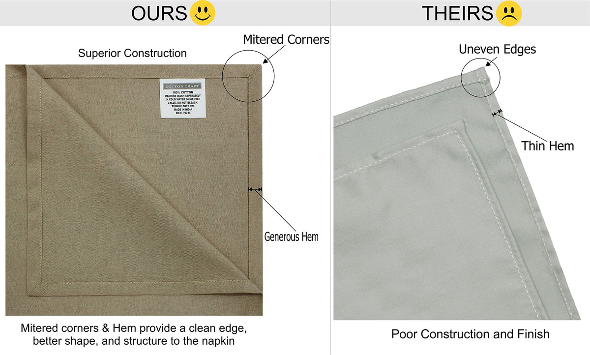COTTON CRAFT 200 thread count napkins feel soft