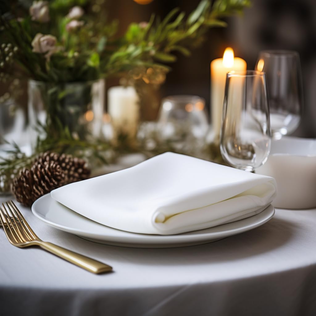COTTON CRAFT wedding dinner napkins pose for formal occasions with refined white finish.