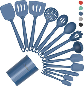Coukre 14-piece utensil set with holder viewed from above for organized kitchen access.