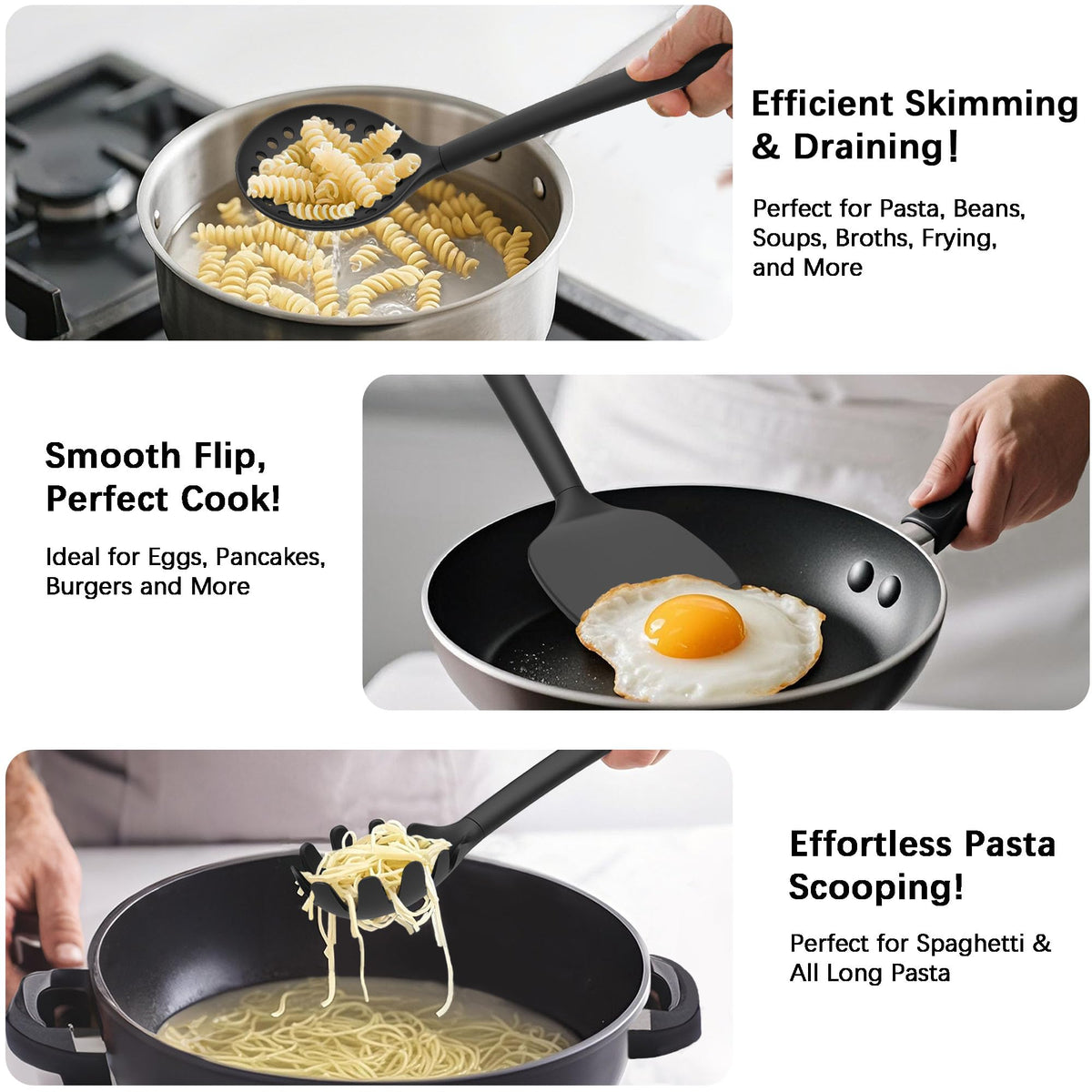 Coukre solid silicone spoon, versatile for stirring, scooping, and serving.