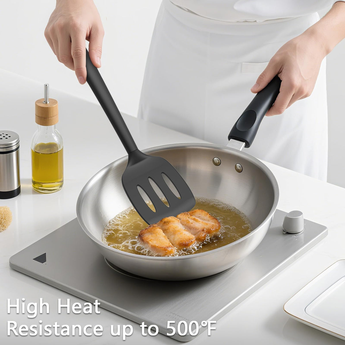 Coukre silicone spatula with heat resistant handle for high-heat cooking up to 500°F