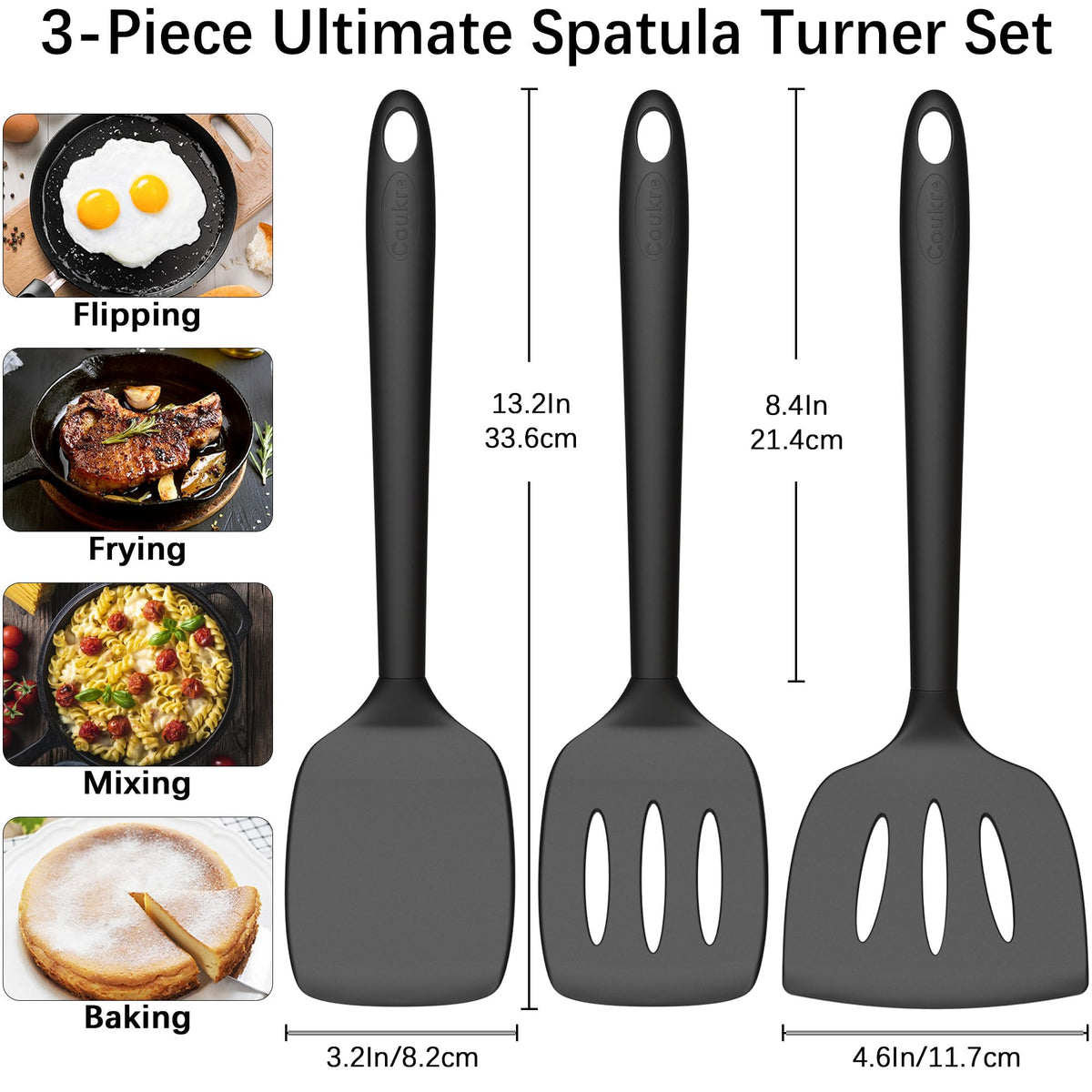 Coukre slotted spatula for draining liquids while sautéing vegetables