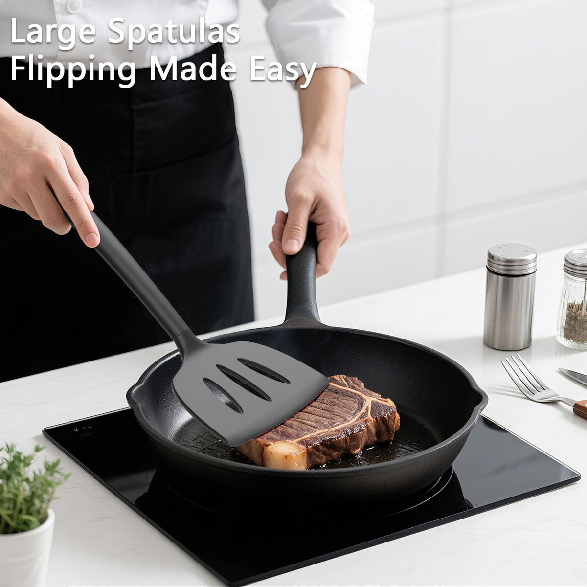 Coukre solid spatula for turning eggs and burgers without sticking