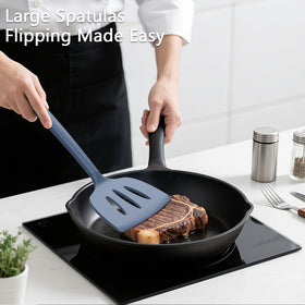Coukre solid spatula close-up highlighting sturdy handle and control.