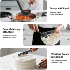 Coukre spaghetti server silicone, ideal for lifting pasta without clumping.
