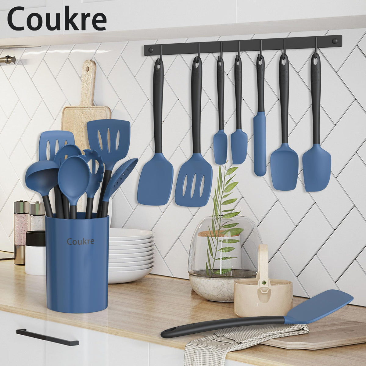 Coukre storage holder with hanging holes keeps tools accessible