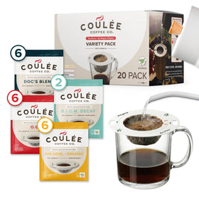 Coulee EcoPour variety pack front view for travel-friendly brewing
