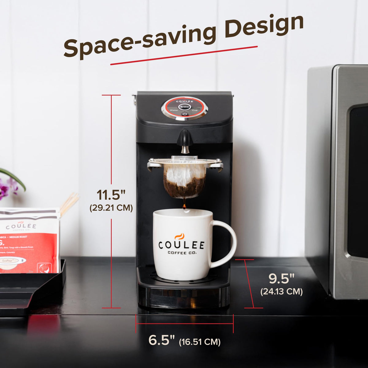 Coulée SWIRL's spigot provides a controlled, mess-free pour.