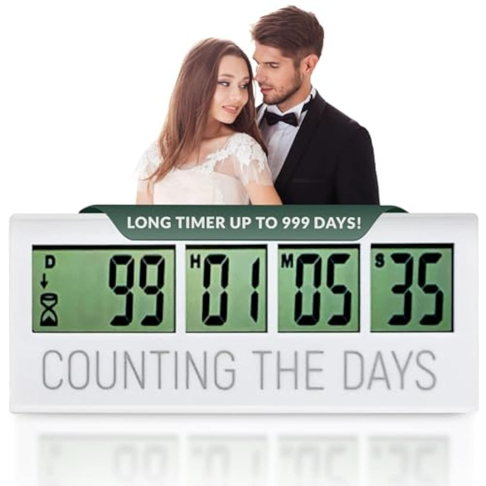 Countables countdown clock front view with clear LCD display for easy event timing.
