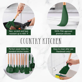 Country Kitchen bamboo utensil holder keeps kitchen organized