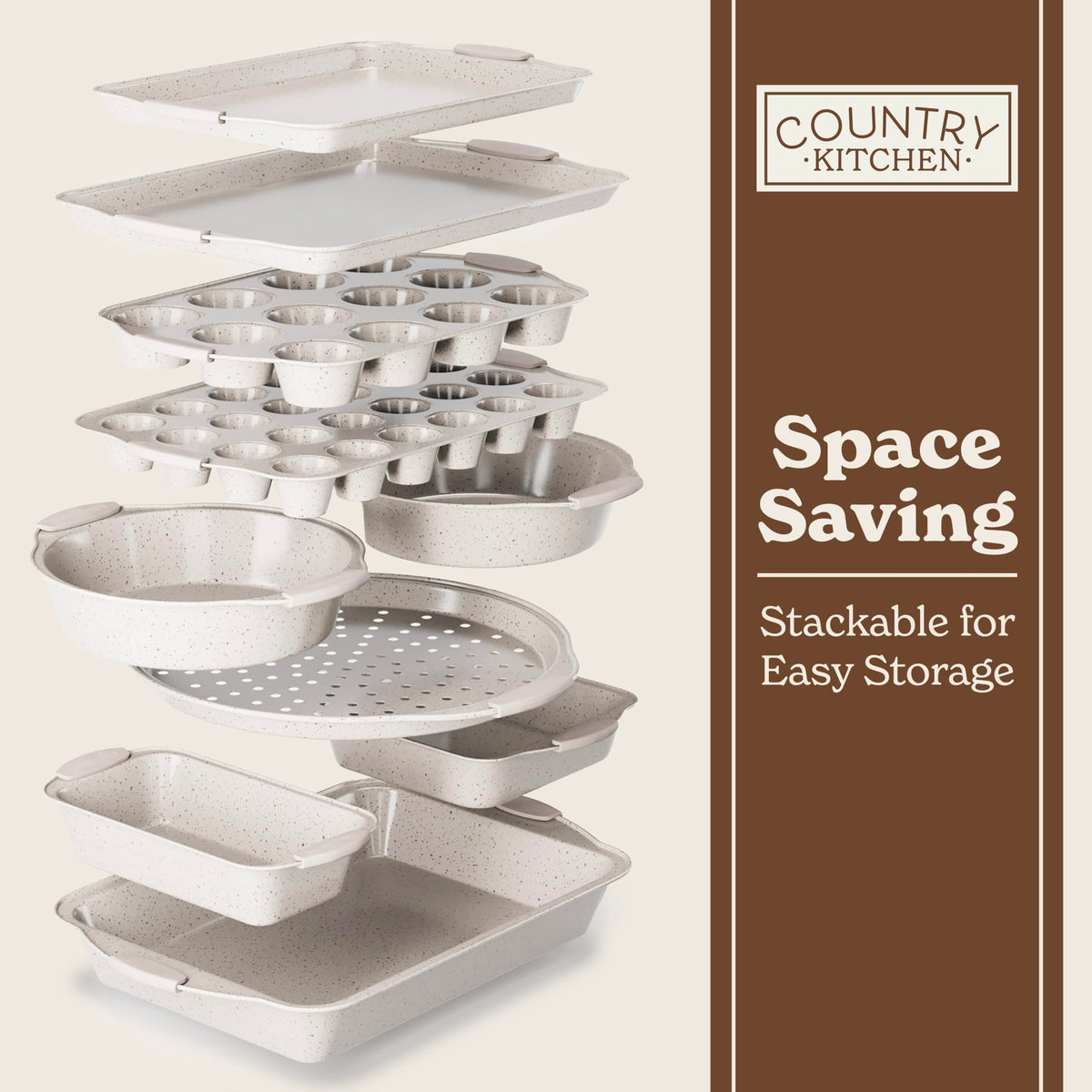 Country Kitchen easy release bakeware ensures clean removal.