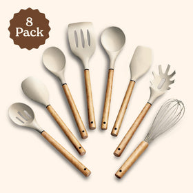Country Kitchen ladle with silicone head and rounded wood handle for soups and sauces
