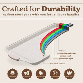 Country Kitchen nesting bakeware fits neatly for compact storage.