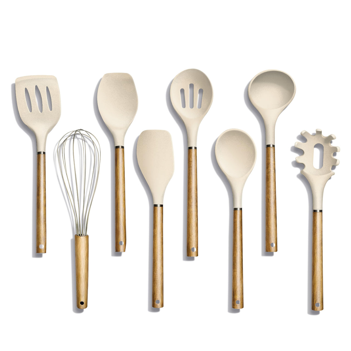 Country Kitchen non-stick silicone utensil set with wooden handles for easy cooking