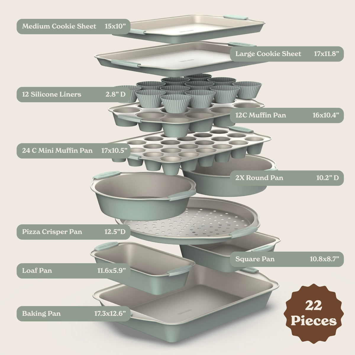 Country Kitchen nonstick pan set for effortless release and easy cleanup.