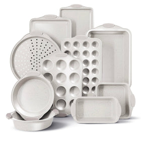 Country Kitchen nonstick stackable bakeware set saves cabinet space.