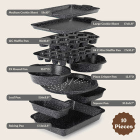 Country Kitchen nonstick stackable bakeware set large pan delivers easy release for even baking.