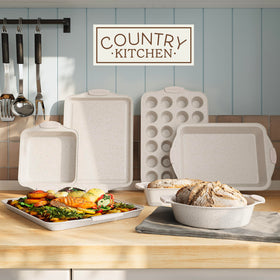 Country Kitchen small baking pan in cream for muffins and bars.