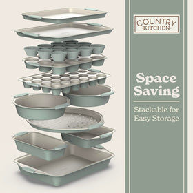 Country Kitchen space-saving bakeware keeps tools organized and within reach.