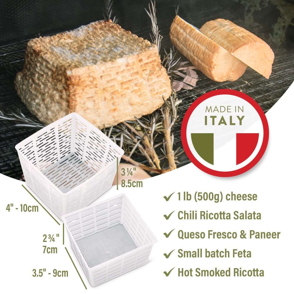 Country Trading Co Easy Cheesemaking Set BPA-free plastic image communicates safe, reusable cheese draining baskets