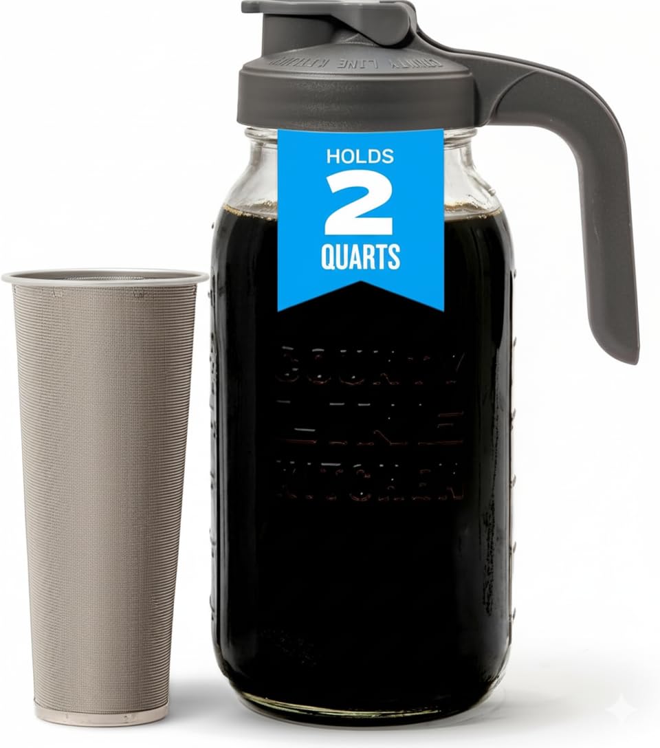 County Line Kitchen glass cold brew maker with wide mouth for easy filling