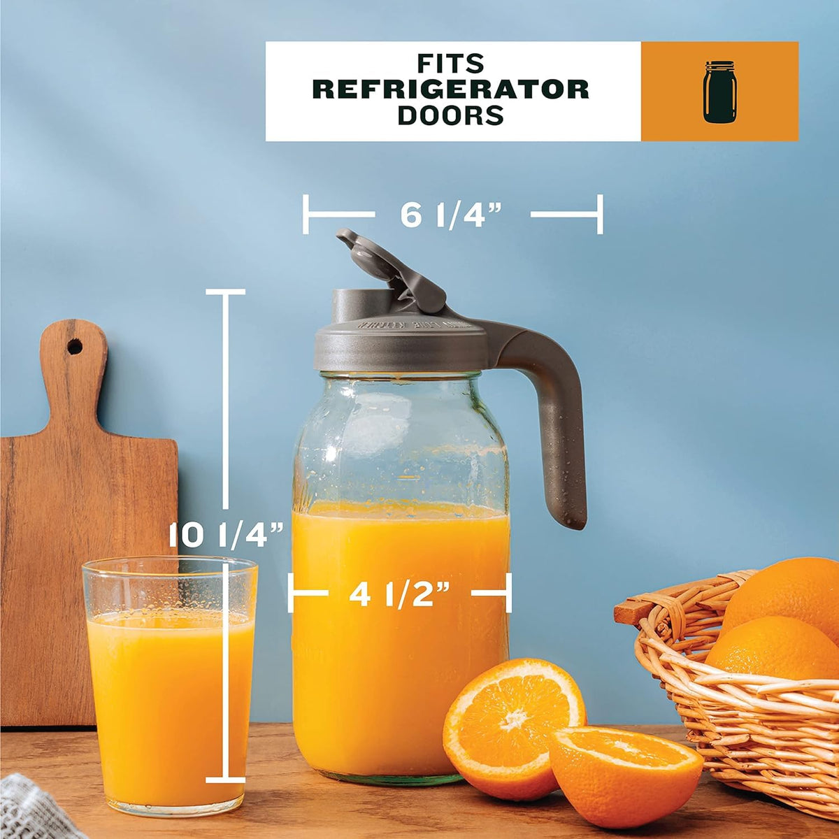County Line Kitchen lavender pitcher adds style and practical storage for beverages.