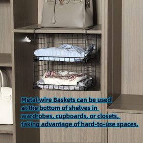 Couwilson under shelf basket fits various shelf gaps with a slim profile.