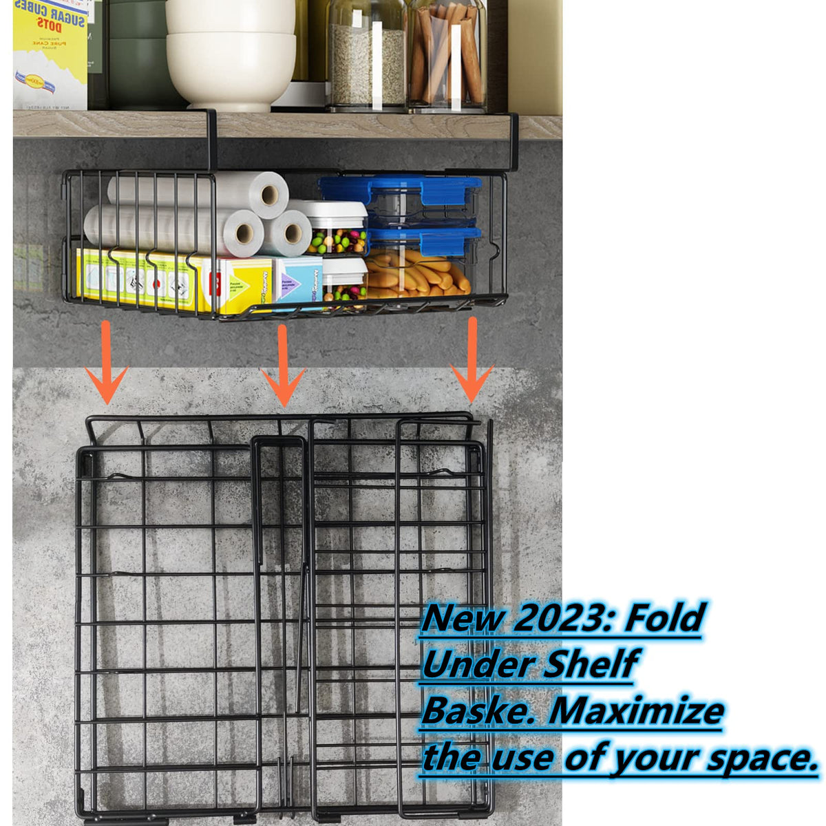 Couwilson under shelf basket sturdy wire mesh provides durable storage.