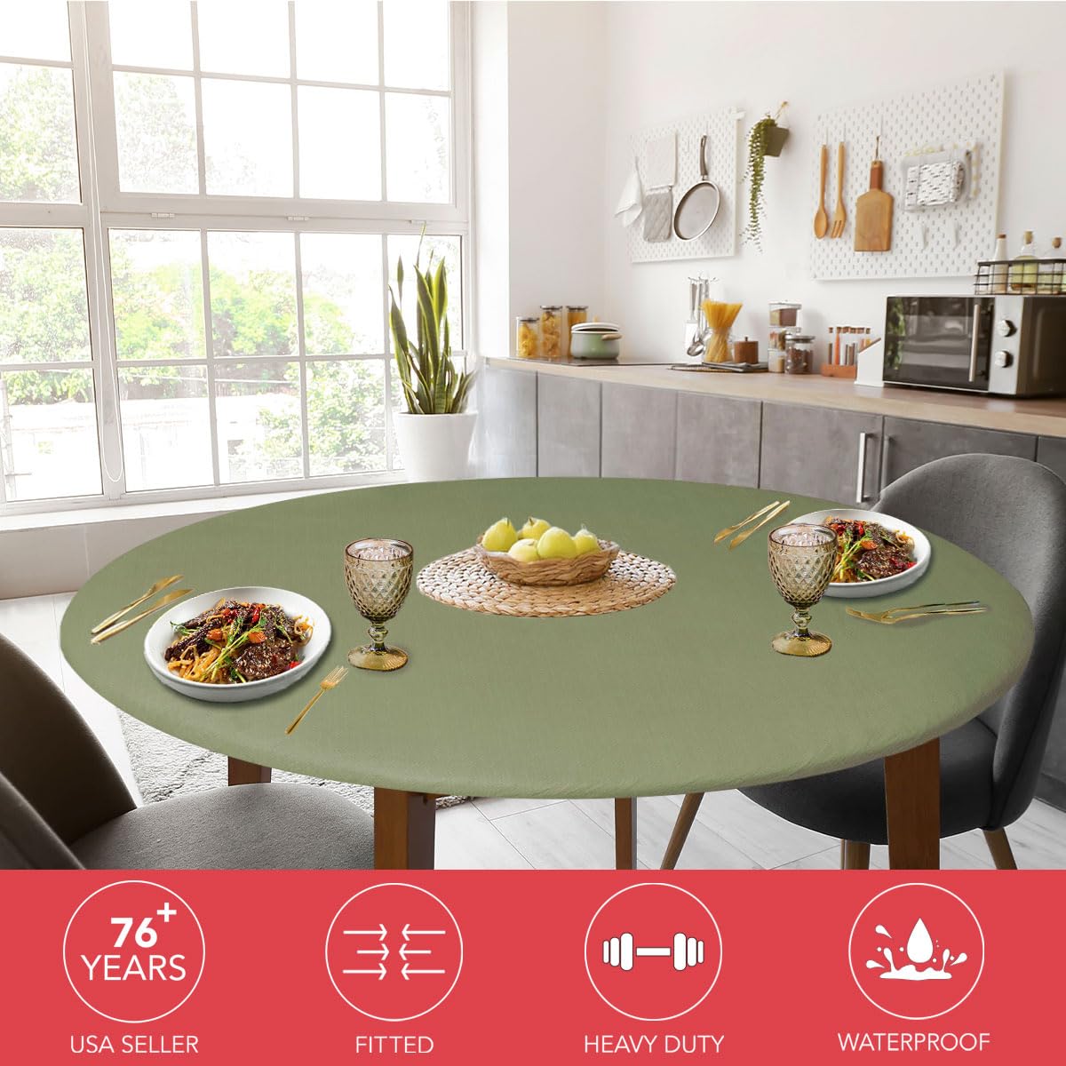 Covers For The Home vinyl with polyester backing protects the table from spills