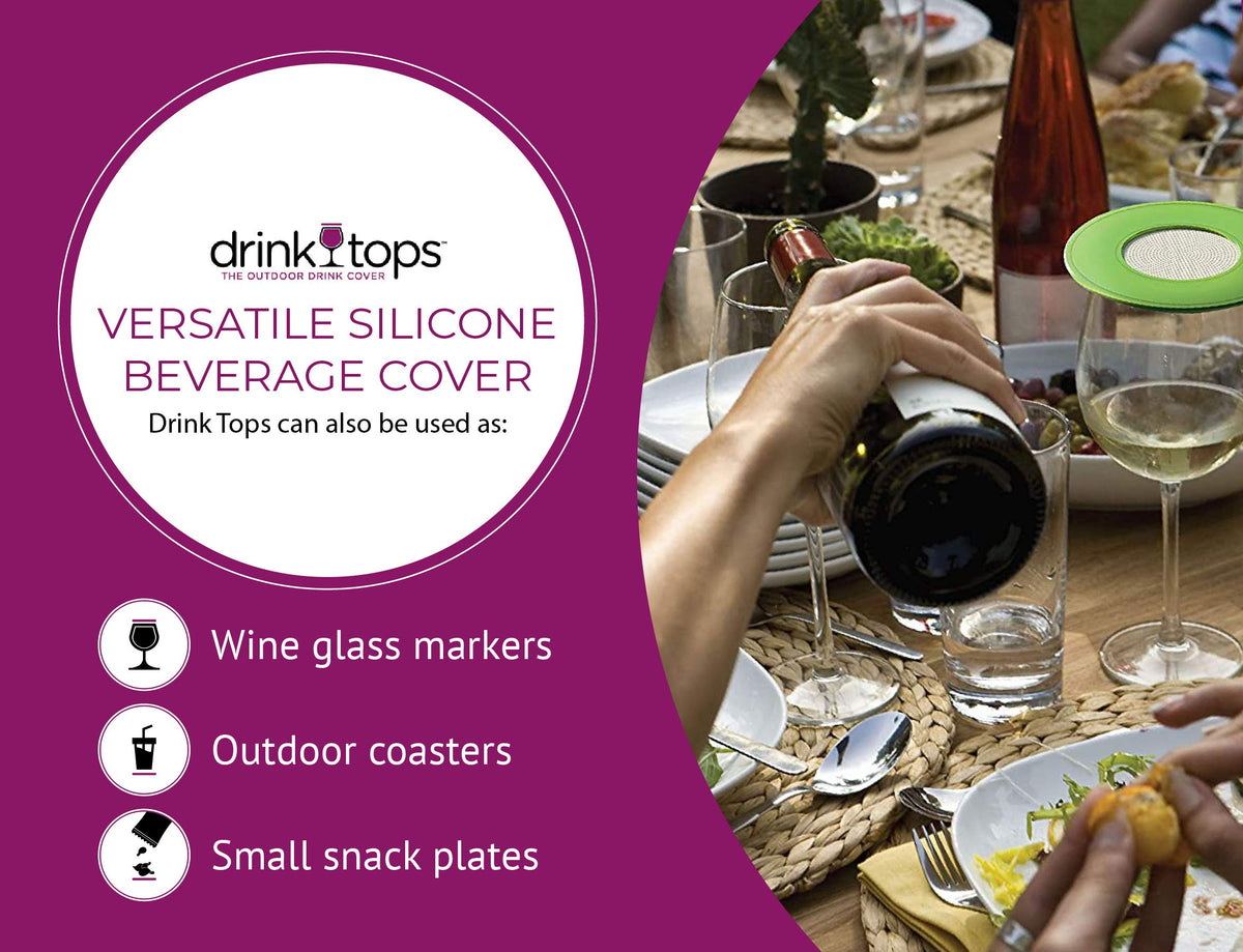 Coverware outdoor wine cover helps keep debris out during al fresco meals.