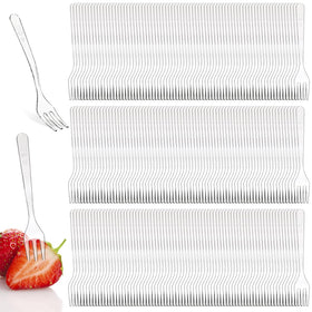 Covzoe 500-pcs mini forks in a clear pack, convenient for quick dessert service.