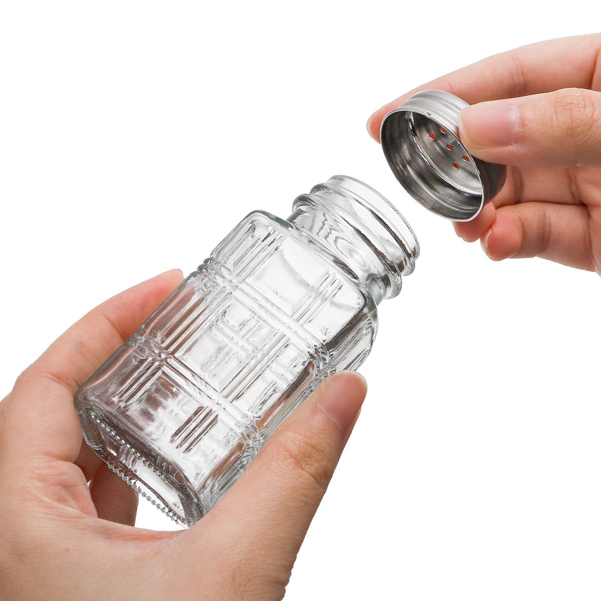 Covzoe thick-glass spice jars with metal lids for daily use