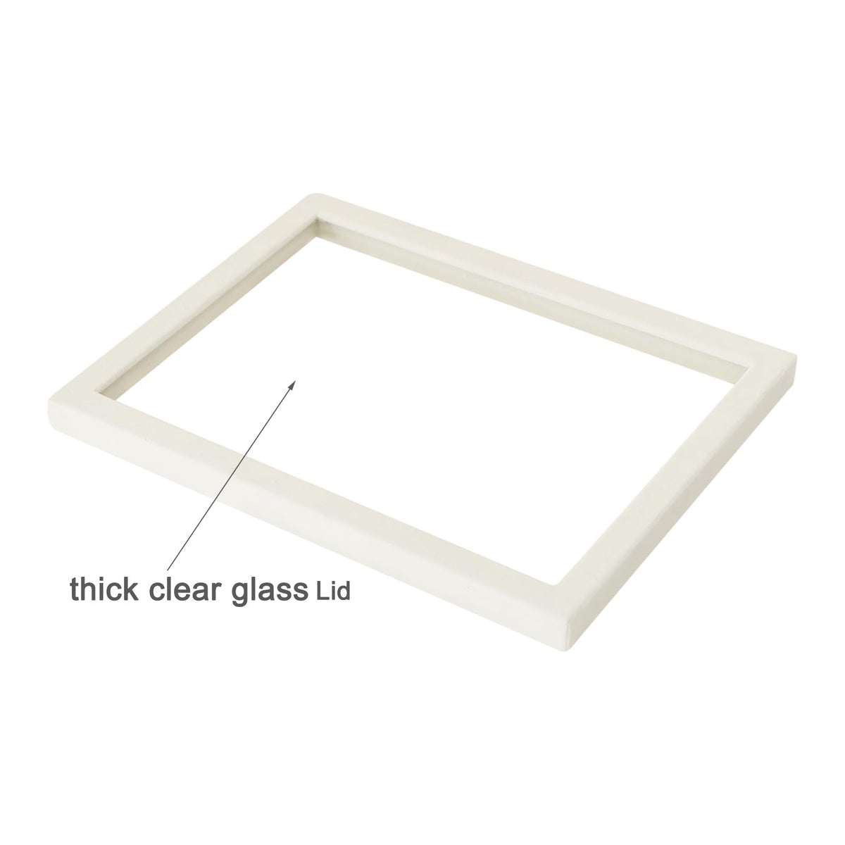 Coward beige velvet glass lid close-up shows texture and durability.