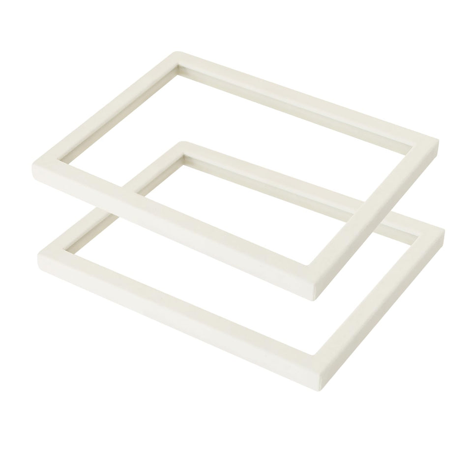 Coward beige velvet glass lid, top view, enhances tray presentation.