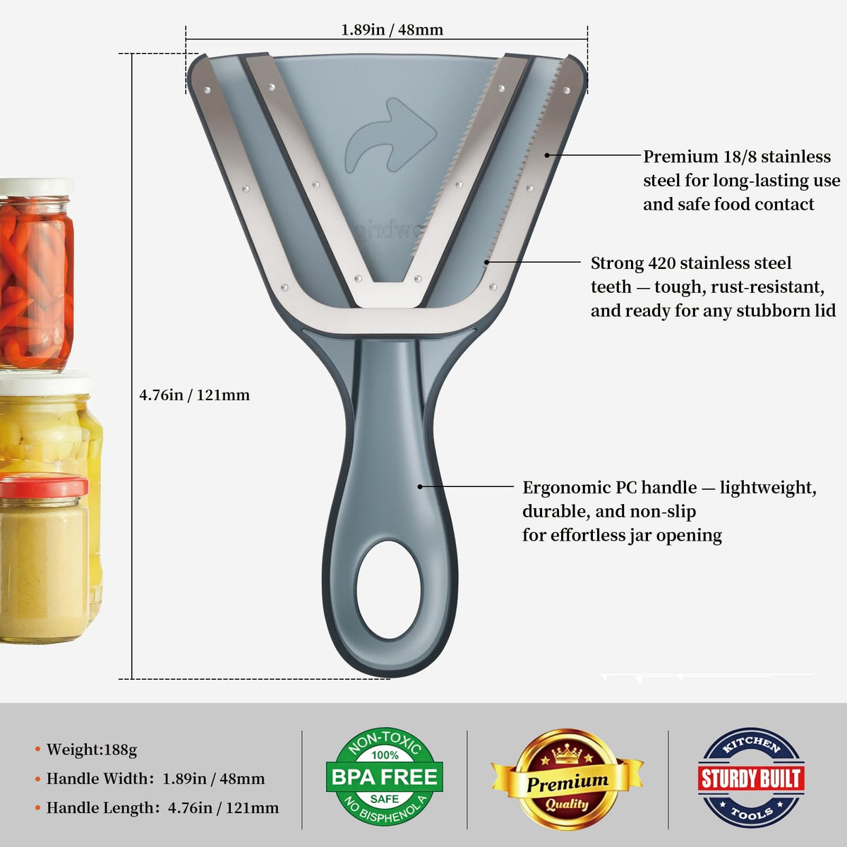 Cowbright jar opener made of durable stainless steel for daily use