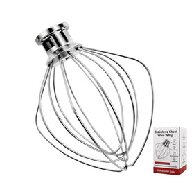 Cowbright K45WW stainless steel whisk attached to KitchenAid mixer for fluffy results