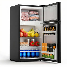COWSAR dorm fridge front view shows compact footprint for small spaces