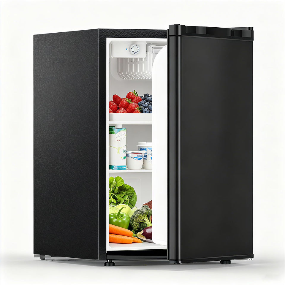 COWSAR dorm fridge front view showing compact footprint for small spaces