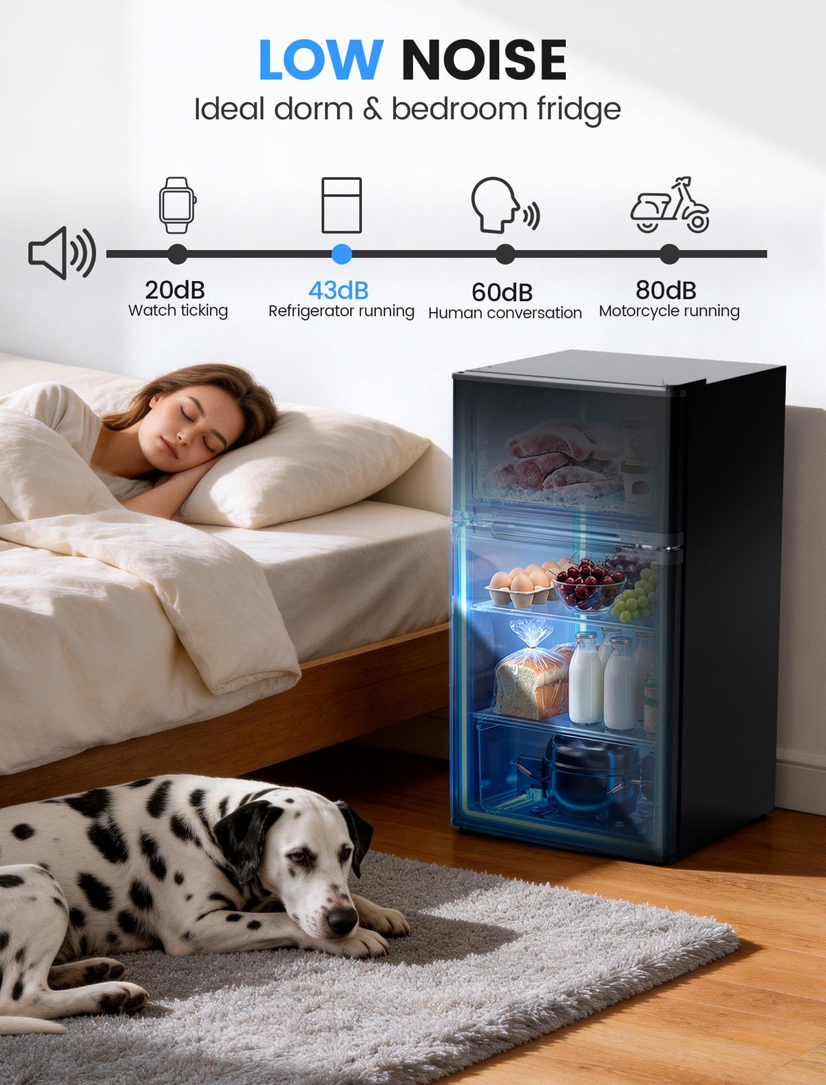 COWSAR dorm fridge removable shelves simplify organization