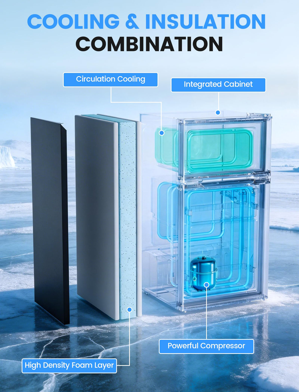 COWSAR dorm fridge side view highlights slim profile for apartments