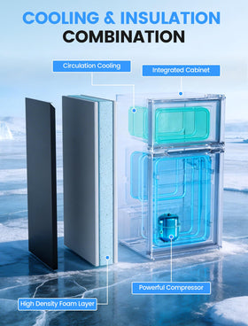 COWSAR dorm fridge side view highlights slim profile for apartments