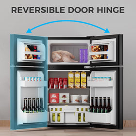 COWSAR mini fridge with removable glass shelves for flexible organization