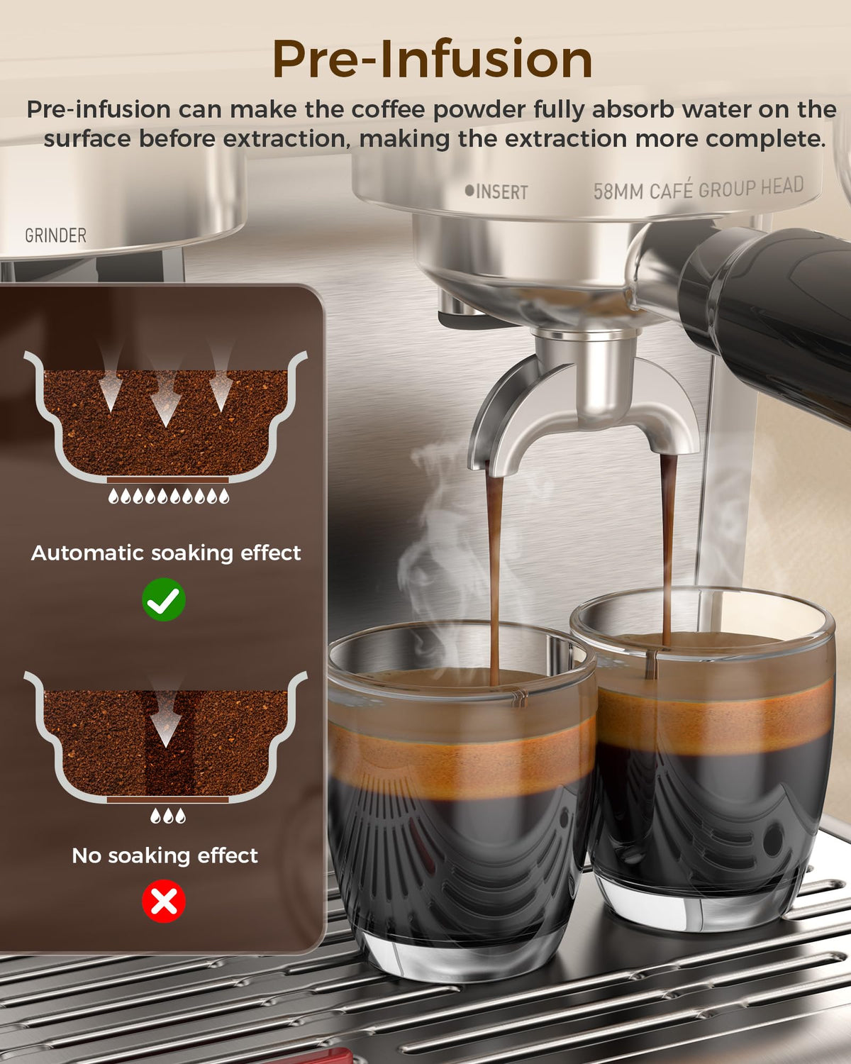 COWSAR stainless steel espresso machine with steam wand for milk texturing.