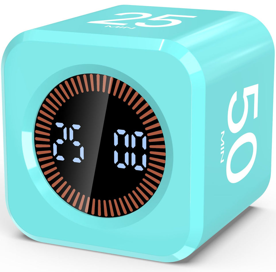 COWVTUJ mint green timer cube front view for study and focus tasks.