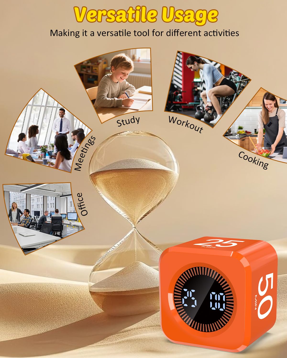 COWVTUJ timer in classroom or kitchen showcases versatile use cases.