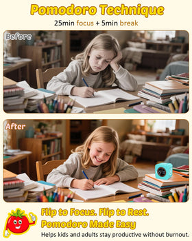 Mint green cube with full-circle progress bar for visual time tracking.