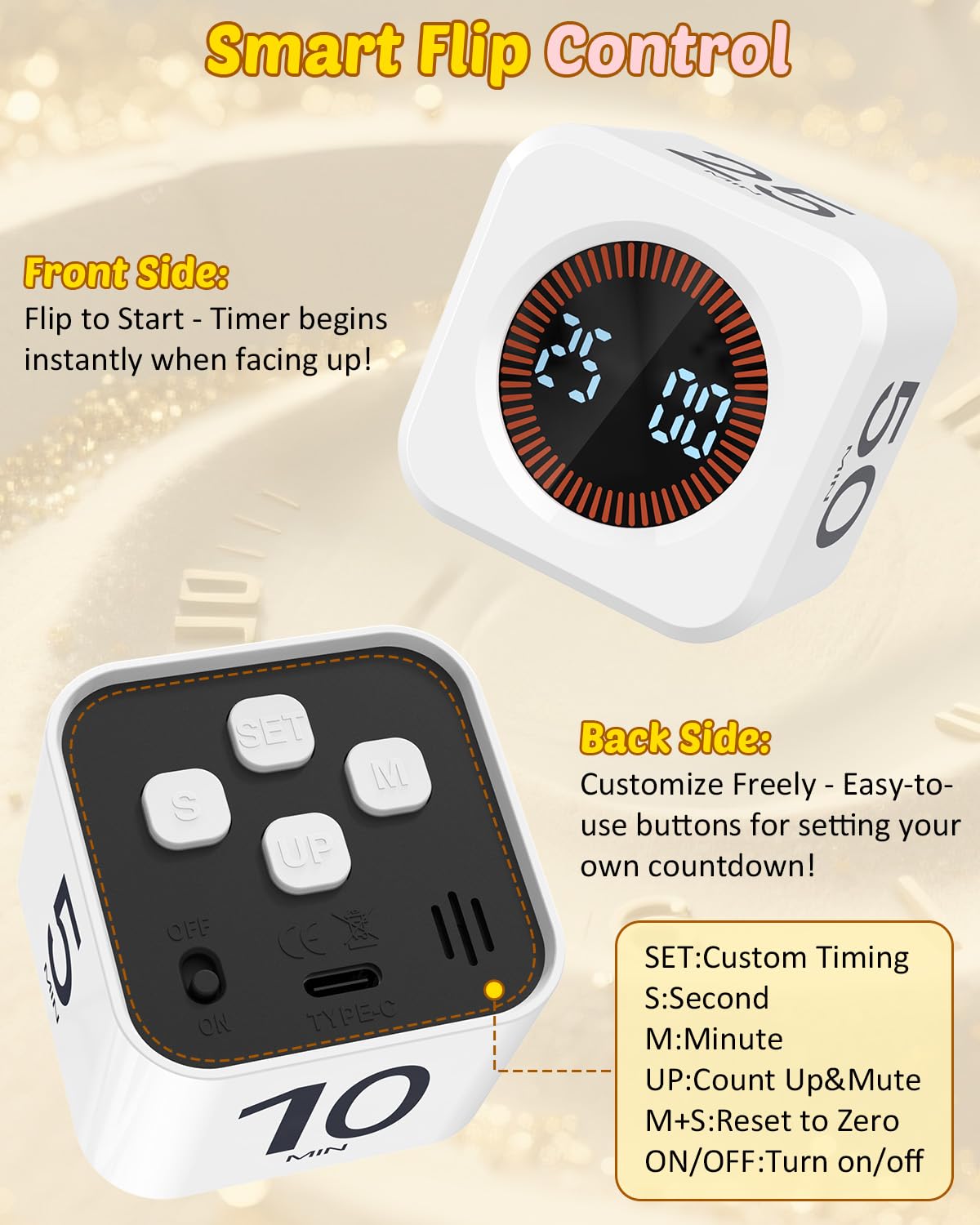 COWVTUJ Pomodoro Cube provides a 50-minute countdown for longer tasks